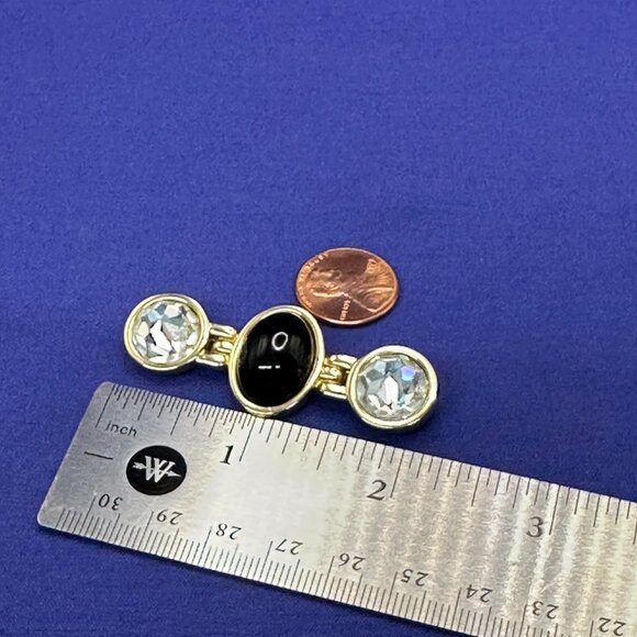 VTG Swarovski S.A.L. Crystal & Black Cabochon Brooch/Pin - Picture 12 of 14